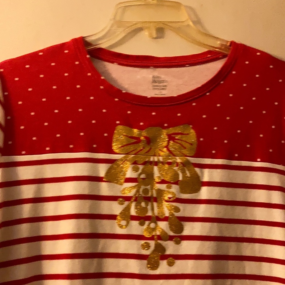 Kim Rogers Perfectly Soft Striped Christmas Top Size X1🎄